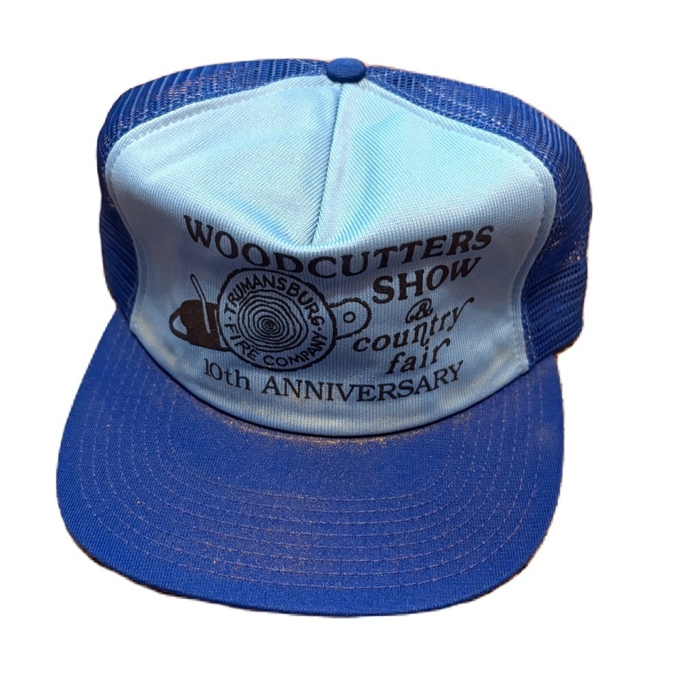 Vintage Woodcutter’s Show & Country Fair Trucker Snap Back Mesh Hat Blue